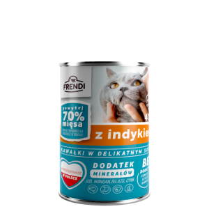 Kawałki dla kota w delikatnym sosie z indykiem, 400g x 10 szt